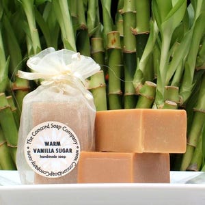 Warm Vanilla Sugar Handmade Cold Process Soap Bar, 4oz- food scent, natural,vegan, sustainable palm oil,fragrant, unisex,gift for her or him