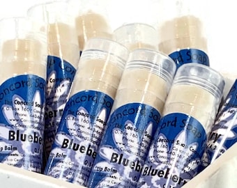 Blueberry Handmade Lip Balm Stick - fruit flavor, vegan, natural, unsweetened, moisturize, moisturizing, teen tween gift, tube, stocking