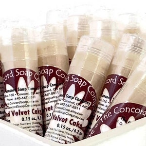 Red Velvet Cake Handmade Lip Balm Stick - dessert flavored, vegan, natural, unsweetened, moisturize, moisturizing, teen tween gift, stocking