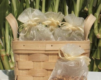 Bolsita de azúcar de vainilla caliente hecha a mano - perfumada, bolsa de organza color marfil, recuerdo de boda, fragancia para armario del hogar, maleta de aromas, cajón, regalo