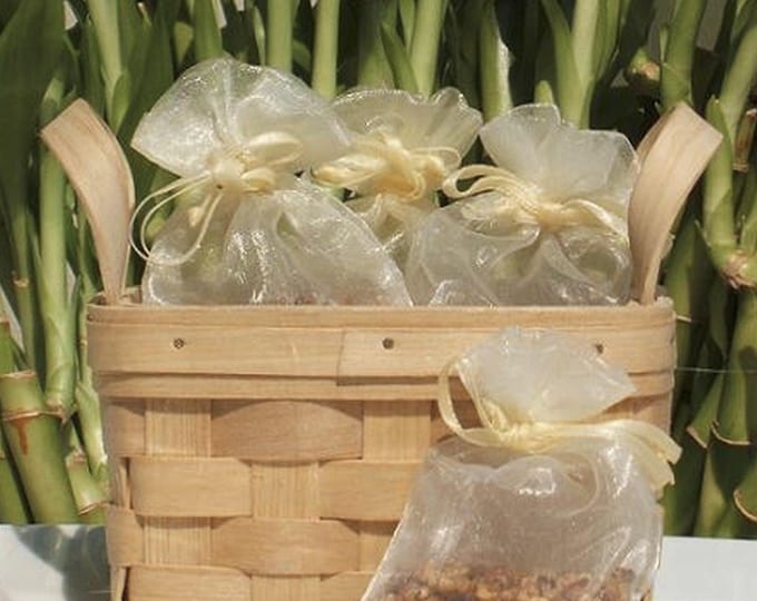 Warm Vanilla Sugar Handmade Sachet - scented, ivory organza bag, wedding shower favor, home closet fragrance, scent suitcase, drawer, gift