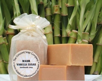 Warm Vanilla Sugar Handmade Cold Process Soap Bar, 4oz- food scent, natural,vegan, sustainable palm oil,fragrant, unisex,gift for her or him