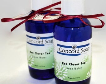 Red Clover Tea Handmade Room and Linen Water Spray- herbal tea scent, cobalt blue glass bottle with sprayer,new home gift,bathroom fragrance