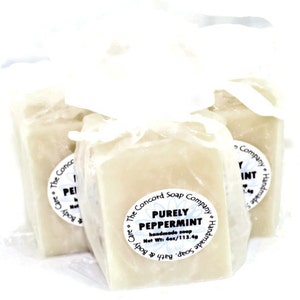 Purely Peppermint Handmade Cold Process Soap Bar, 4oz minty scent, natural,vegan, sustainable palm oil,fragrant, unisex,gift for her or him image 1