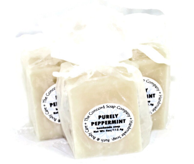 Purely Peppermint Handmade Cold Process Soap Bar, 4oz minty scent, natural,vegan, sustainable palm oil,fragrant, unisex,gift for her or him image 1