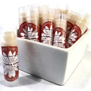 Pumpkin Latte Handmade Lip Balm Stick - seasonal flavor, vegan, natural, unsweetened, moisturize, moisturizing, teen tween gift, stocking