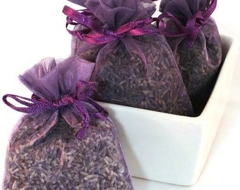 Fields of Lavender Handmade Sachet - flower bud, scented, purple organza bag, wedding shower favor, home closet fragrance, scent drawer,gift