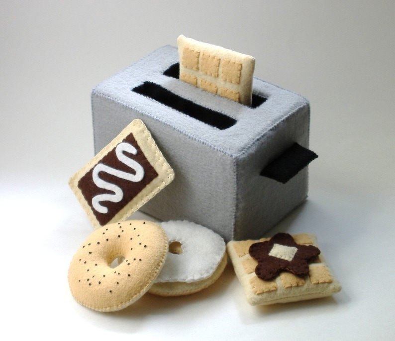 Felt Food Toaster PDF Pattern Toaster, Bagel, Cream Cheese, Toaster Pastry, Waffle, Syrup and Butter image 1