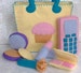 Cupcake Tote Bag Purse with Makeup Accessories Felt PDF Pattern (lipstick, blush, brush, compact, cell phone) 