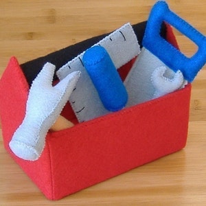 Tool Box and Tool Set Felt Toy PDF Pattern Hammer, screwdriver, saw, square, wrench image 4