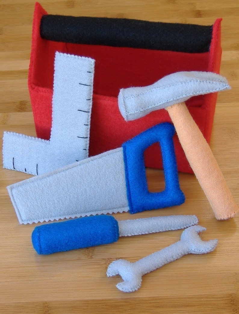 Tool Box and Tool Set Felt Toy PDF Pattern Hammer, screwdriver, saw, square, wrench image 3