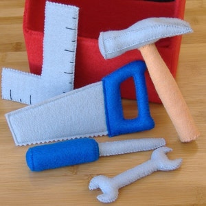 Tool Box and Tool Set Felt Toy PDF Pattern Hammer, screwdriver, saw, square, wrench image 1