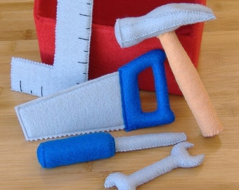 Tool Box and Tool Set Felt Toy PDF Pattern (Hammer, screwdriver, saw, square, wrench)
