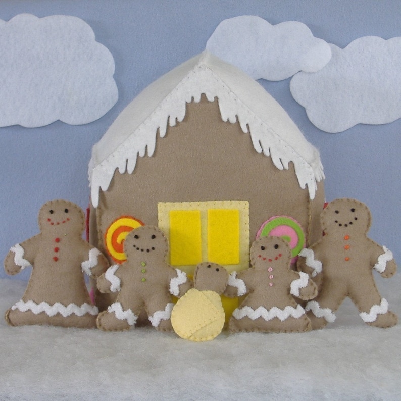 Candy Coated House and Gingerbread Family Felt Food PDF Pattern image 2