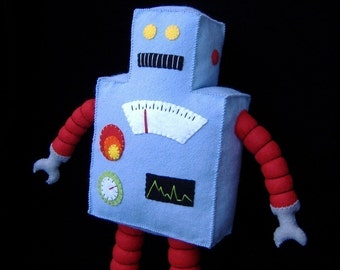 Retro Robot Plushie DIY Felt Doll PDF Pattern