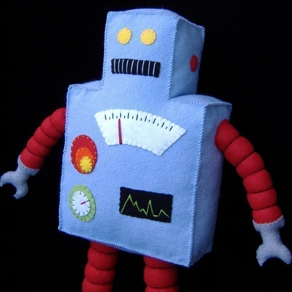 Retro Robot Plushie DIY Felt Doll PDF Pattern