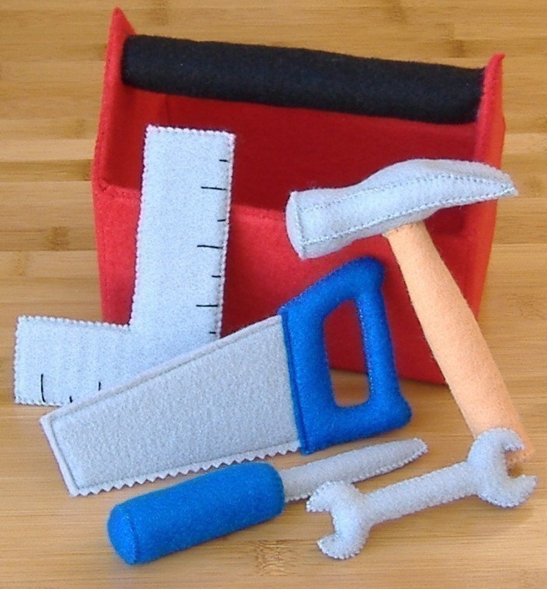 Tool Box and Tool Set Felt Toy PDF Pattern Hammer, screwdriver, saw, square, wrench image 2
