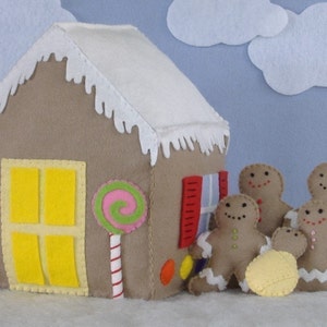 Candy Coated House and Gingerbread Family Felt Food PDF Pattern image 1