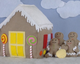 Candy Coated House and Gingerbread Family Felt Food PDF Pattern