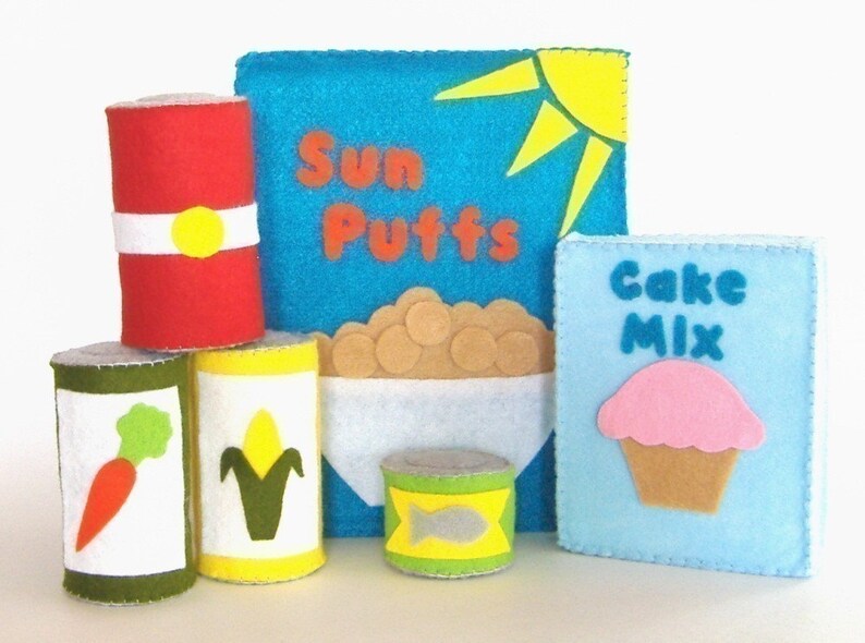 Felt Food Boxes and Canned Goods PDF Pattern image 1