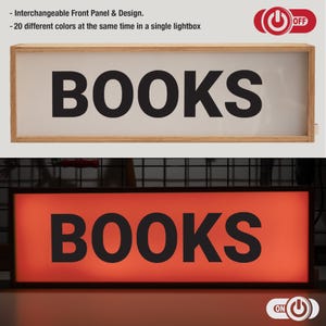 Personalized Book Shelf Lightbox: Retro Library Light Sign