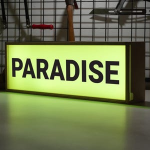 Customizable Light Box: Vintage Style Wooden Paradise Sign Box