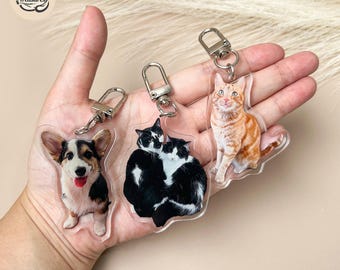 Gepersonaliseerde hondensleutelhanger, hondensleutelhanger, hondensleutelhanger, vakantiecadeau voor dierenliefhebbers, aangepaste kattenfotosleutelhanger, kattenherdenkingscadeau