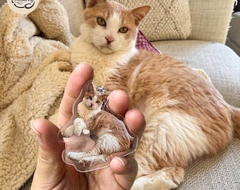 Custom Cat Photo Keyring, Dog Keychain, Dog Memorial Gift, Personalized Pet Photo Keychain, Dog Keychain, Holiday Gift for Pet Lovers