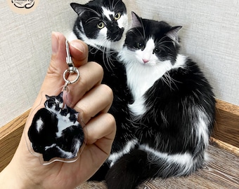 Benutzerdefinierte Hundefoto-Schlüsselanhänger, personalisierter Hundefoto-Schlüsselanhänger, Katzen-Schlüsselanhänger, Katzen-Erinnerungsgeschenk, Katzen-Schlüsselanhänger, Weihnachtsgeschenk für Katzenliebhaber