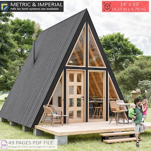 A Frame huisplannen 14' x 19', huisjesplattegronden, plattegronden kleine huisjes, plattegronden A Frame, plattegronden kleine huisjes, plattegronden klein huis, plattegronden klein huis, plattegronden klein huis