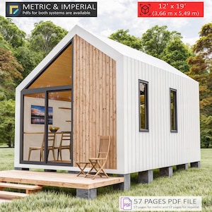 Plattegronden huisjes 12 x 19, plattegronden kleine huizen, plattegronden kleine huisjes, plattegronden huisjes, plattegronden huisjes, studio-bouwplannen, Tiny Home, modern huis Adu-plannen