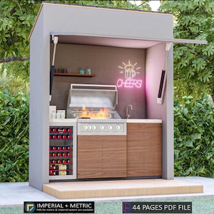 DIY Outdoor Kitchen Plans, Outdoor Bar Plans, Outdoor BBQ Kitchen, Patio Bar Plans, Outdoor BBQ Grill Station, Grill Shed Station