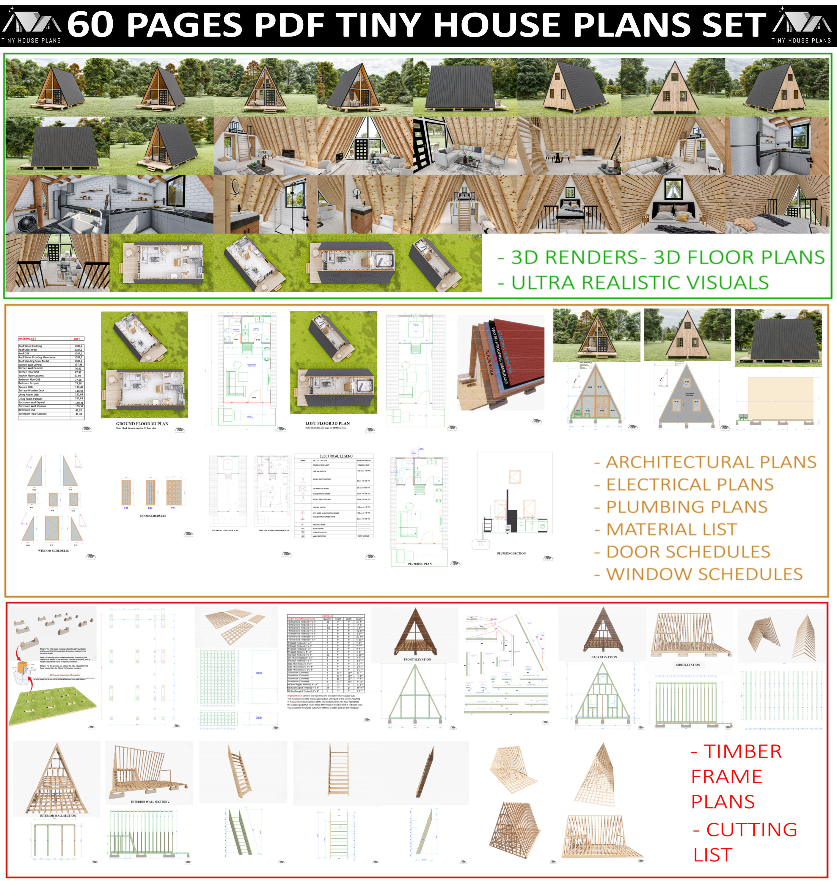 A Frame Cabin Plans, Tiny House Plans, Small Adu DIY (PDF) - Etsy