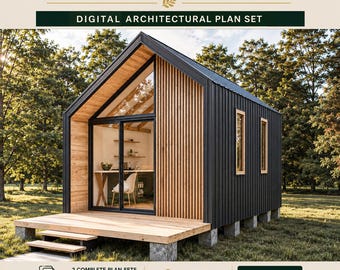 Cabin House Plans 12 x 18, Tiny Cabin Plans, Small House Plans, Tiny House Plans, Cottage House Plans, Small Remote Cabin DIY, Adu Plans