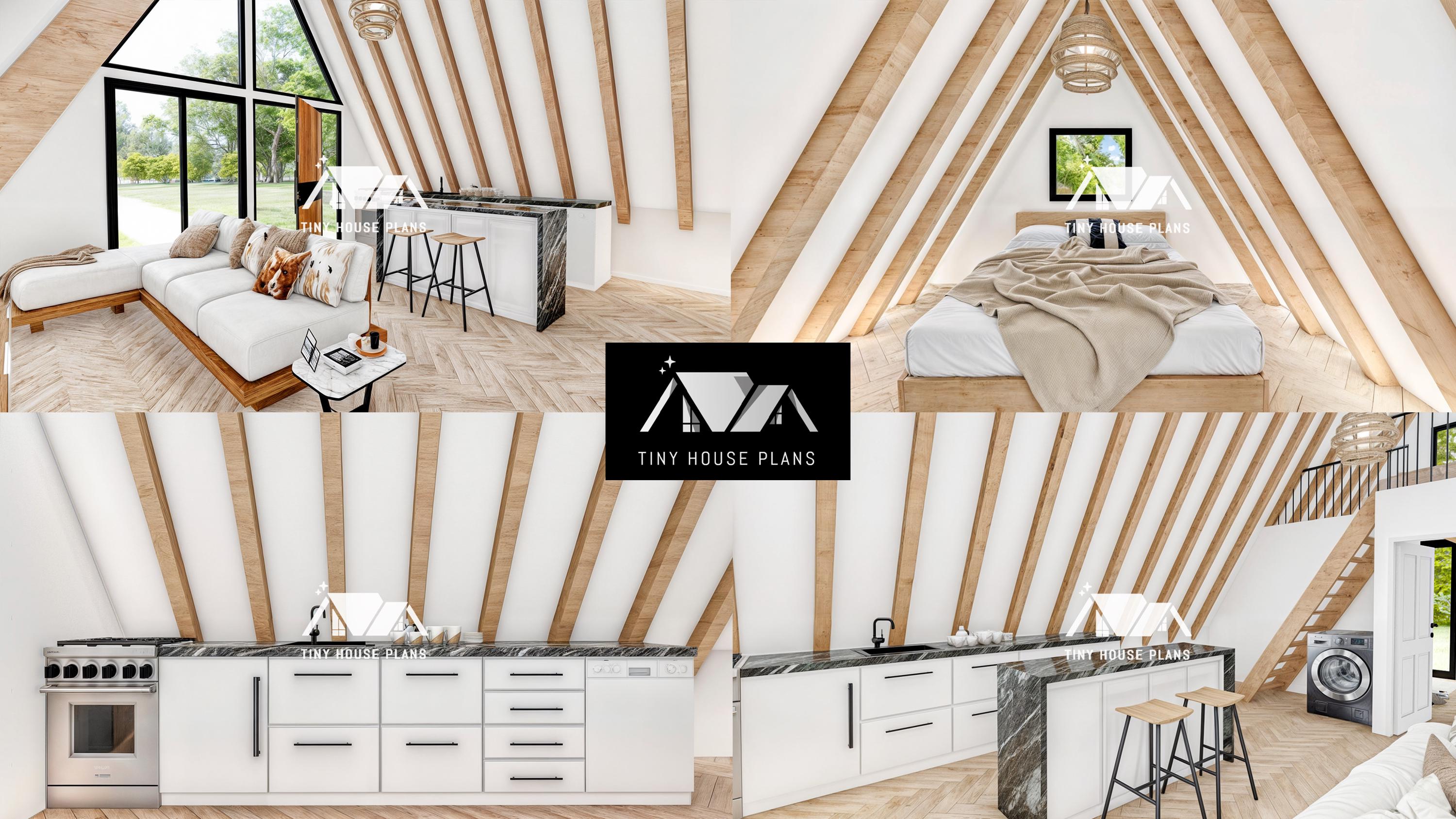 A Frame House Plans 20 X 30, Tiny Cabin DIY, 2 Bedroom Small Adu Floor  Plans - Etsy, image size:3000x1687