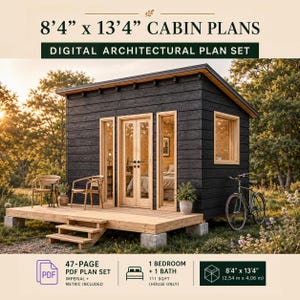 Planer för små stugor 8 x 13, planer för småhus, gör-det-själv-stuga (PDF)