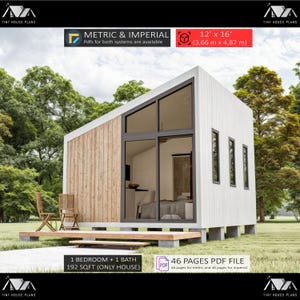 Moderne tiny house-plannen, doe-het-zelf-hutten, cottage-plannen (PDF)