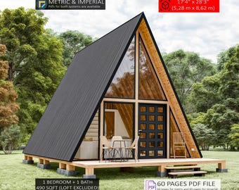 A Frame Cabin Plans, Tiny House Plans, Small Adu DIY (PDF)