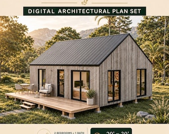Progetti di Barndominium con 2 camere da letto, 20'x30', progetto di casa cottage, planimetria di un fienile di 600 piedi quadrati, progetti di case minuscole, progetti di baite, progetti di case coloniche