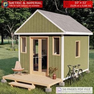 Tiny House Plans, Shed Plans 10x12, Guest House Plans, Small Cabin House Plans, Cabin DIY Plans, She Shed DIY Plans, Modern Shed Plans