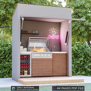 DIY Outdoor Kitchen Plans, Outdoor Bar Plans, Outdoor BBQ Kitchen, Patio Bar Plans, Outdoor BBQ Grill Station, Grill Shed Station