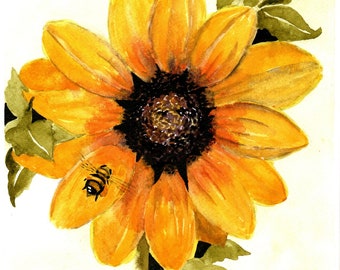 Sunflower-Print of original watercolor