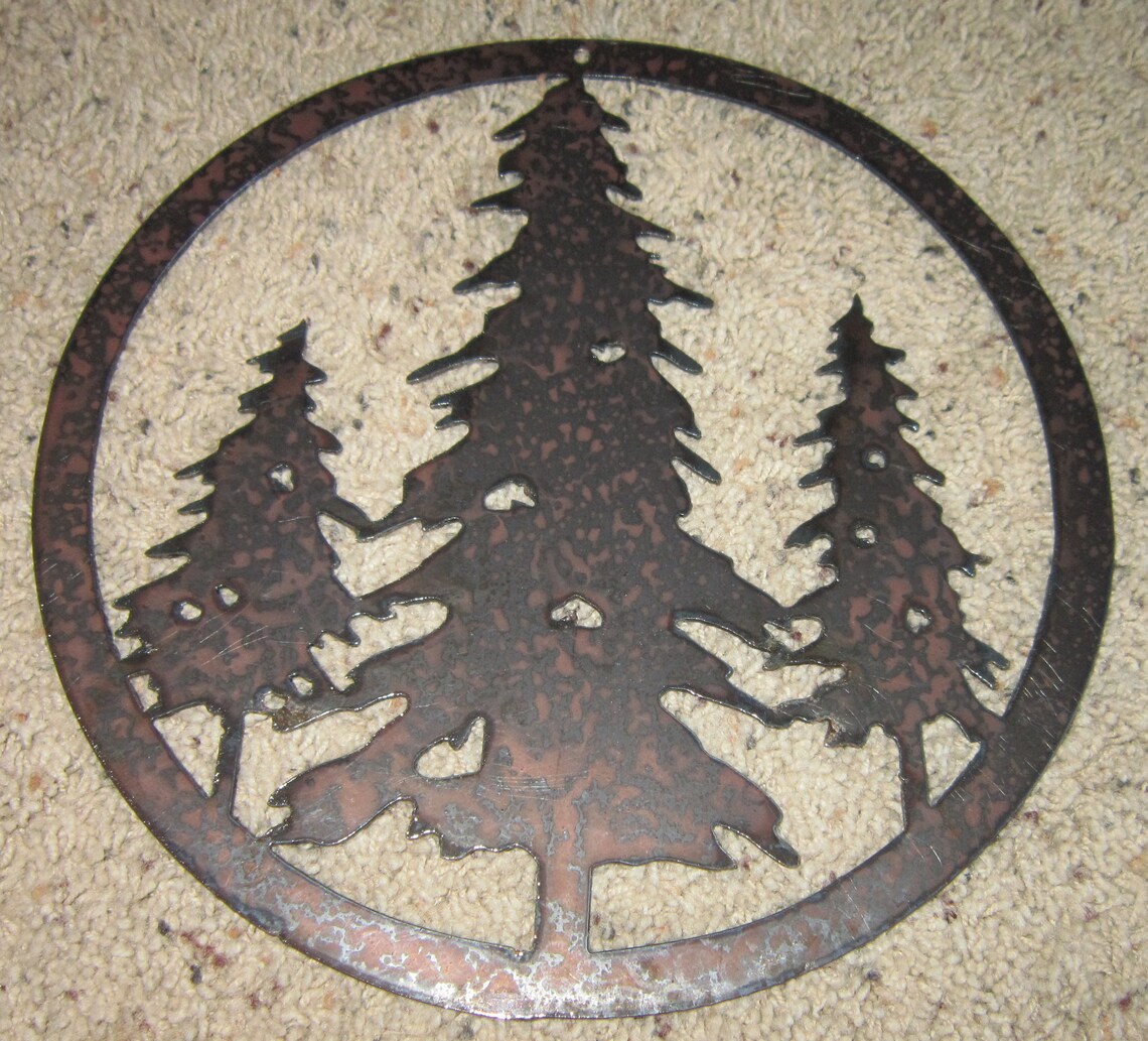 Three Trees Wall Art Metal Art Etsy