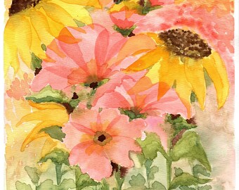 Summer Garden- Watercolor print