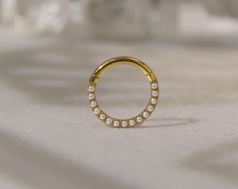 Pearl septum ring 16G nose ring piercing jewelry 316L nose cartilage piercing jewelry cute pearl nose ring