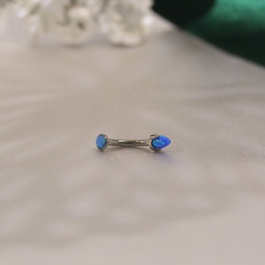 Beautiful blue opal eyebrow jewelry titanium eyebrow piercing jewelry curved barbell eyebrow piercing 16G 18G