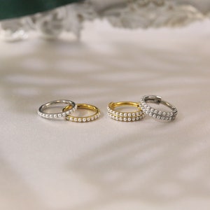 16G 6mm-12mm Beautiful Pearl Piercing Nose Ring/Hinged Piercing Ring for Nasal Septum Nose Hoop Double Layer Nose Ring