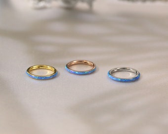 20G 18G 16G Blue Opal Open Ring Nose Ring 316L Nose Ring Piercing Body Piercing Jewelry