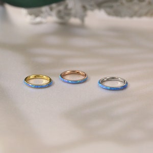 20G 18G 16G Blue Opal Open Ring Nose Ring 316L Nose Ring Piercing Body Piercing Jewelry