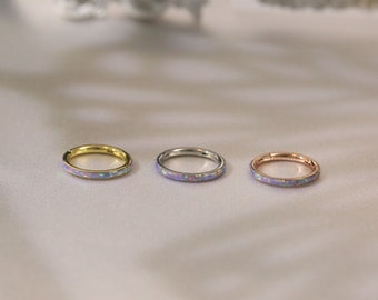 Purple Opal Nose Ring Nose Hoop 316L Hinge Segment Nose Ring Piercing 16G 18G 20G